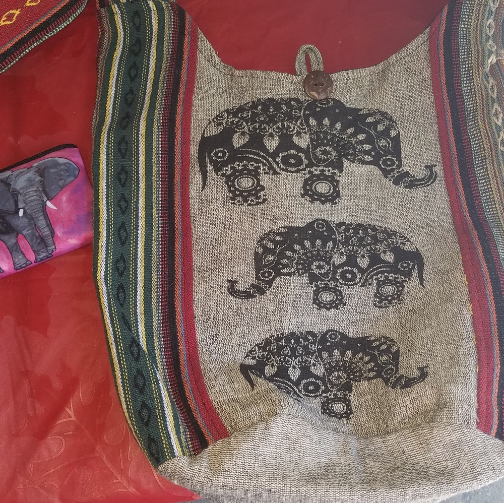 Elephant boho crossbody with change purse